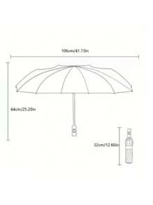 12-Bone Black Glue, Fully Automatic Umbrella With Thick And Durable Keel Umbrella, Tri-Fold Umbrella, UV-Resistant Folding Umbrella