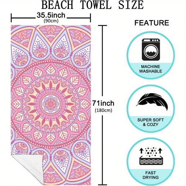 1pc Super Soft Fiber Beach Towel, Suitable For Valentine's Day, St. Patrick's Day, Home Decoration, Summer Beach, 2025, I Love You, February 14th, Happy New Year, Spring, EasterTravel Essentials Travel Accessories Beach Essentials