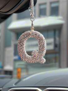 1pc Car Interior Pendant Rhinestone A-Z Letter Car Rear View Mirror Pendant Rear View Mirror Pendant Interior Decoration
