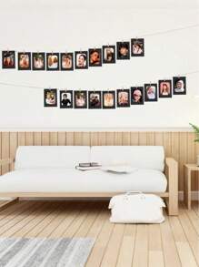 20pcs Hanging Photo Frame With Clips & Strings, Simple Design, Bohemian Style Decor For Grid Photo Wall, Dorm, Classroom, Living Room, Bedroom, Office Wall, Suitable For Graduation Ceremony, Wedding, DIY Photo Exhibition Wall, Anniversary, Theme Party