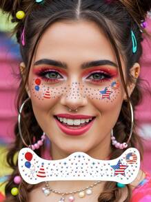 6 Sheets 4th Of July Face Tattoos Star Face Stickers 4th Of July Decorations Freckle Tattoo Red White And Blue Makeup Stickers Independence Day Accessories For Party Festivals