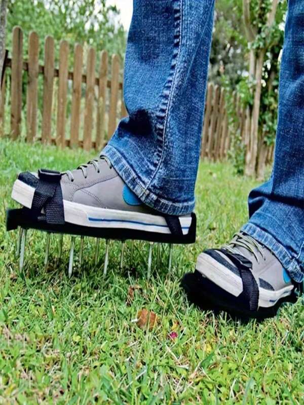 1 Pair Lawn Aerator Shoes - Heavy Duty Inflatable Sandals With 26 Screw Nails & Adjustable Straps For Men & Women Green Perfect For Garden Yard And Patio Aeration