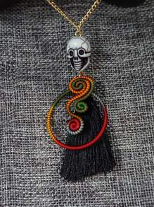 Colar de esqueleto colorido vintage feito à mão com arco-íris, joia elegante e clássica, lembrança, presente ideal para o Dia dos Namorados, aniversário