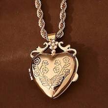 1 件心形小盒吊坠心形开合项链，适合日常佩戴、情人节礼物、友谊、周年纪念礼物（不包括主图中的礼品盒） - 花朵 - 查看 11