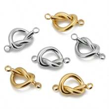 5pcs/Lot Stainless Steel Knot Connector For Bracelets Double Hole Cross Heart Charm DIY Jewelry Making Necklace Earring Supplies