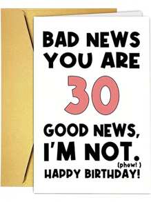 1Pc Funny 30th Birthday Card For Men Women, Happy 30th Birthday Card For Friend Brother Sister, 30 Years Old Birthday Greeting Card, You're 30 I'm Not, Envelope Included, School Supplies,Back To School