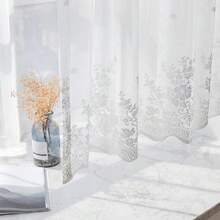 1 件白色浪漫乡村风格蕾丝半窗帘，适用于厨房门、阳台、书柜的短窗帘，遮挡不雅观