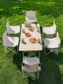 1 pezzo Set portatile e pieghevole da esterno multifunzionale di tavolo e sedia, adatto per campeggio, picnic, barbecue, leggero e pieghevole, adatto per balcone e giardino - Multicolore - Visualizzare 4