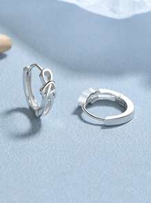 1 par de brincos de argola em prata esterlina S925 com design de coração vazado, brincos personalizados minimalistas e elegantes, presente para mulheres