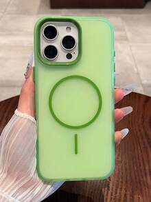 Luxury Translucent Soft Magnetic Wireless Charge Phone Case Compatible With IPhone 16 15 14 13 12 11 Pro Max 16 Plus Clear Protection Shockproof Bumper Cover - Green - View 2