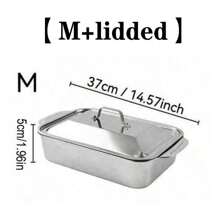MiLaiWP Extra Large Plaque de Cuisson en Acier Inoxydable Robuste - Plat de Cuisson Rectangulaire Épais et Anti-Adhésif pour Desserts, Pains et Fruits de Mer - Idéal pour le Grill, les Buffets et les Repas de Fête, Compatible avec Four Portable avec ou sans Couvercle, Convient pour Rôtir, Cuire du Poisson et des Légumes, Lavable au Lave-Vaisselle (Poignées, 41 x 8 x 24 cm)