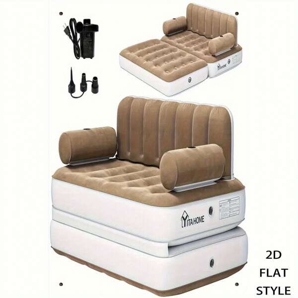 2D Flat - 1pc Vintage Aesthetic 2D Flat Iron Wall Hanging Sign, Inflatable Sofa Bed With Built-In Headboard, 20.32x30.48 Cm Metal Plaque For Party Decor, Yard & Gift, Multipurpose, English Text, No Electricity Needed, Sofa Deco
