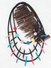 MARLIWOO 1pc Unique Exaggerate Gothic Multilayer Chain Pendant Necklace, Hipster Design - Colorful - View 2