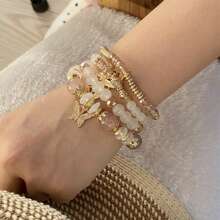 4 piezas Pulseras estilo bohemio con mariposas, joyería versátil y sencilla de uso diario unisex