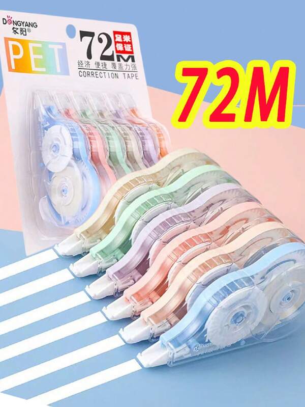 5pcs/Set 72m High Capacity Correction Tape, Student Correction Tape Set, Writing Modification Tool, Correction Supplies, Eraser, For Homework, School Supplies, Back To School Season