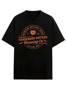 Short Sleeve T-Shirt Crew Neck Black Sanderson Sisters Brewing Co. Salem MA Print Casual Funny - 黑色 - 查看 3
