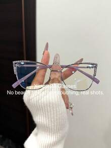 1 pièce Lunettes de mode de luxe pour femmes avec strass en forme d'œil de chat, convient pour assortir, décorer, les trajets quotidiens, la protection des yeux et l'anti-fatigue