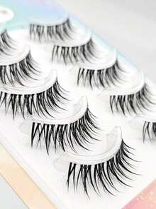 5pcs Cartoon Style False Eyelashes, One Piece Eyelash Extensions With Transparent Natural Look, Dense & Curly Design, Suitable For Beginners, Reusable - Lông Mi Manga Nhọn 2 - Xem 7