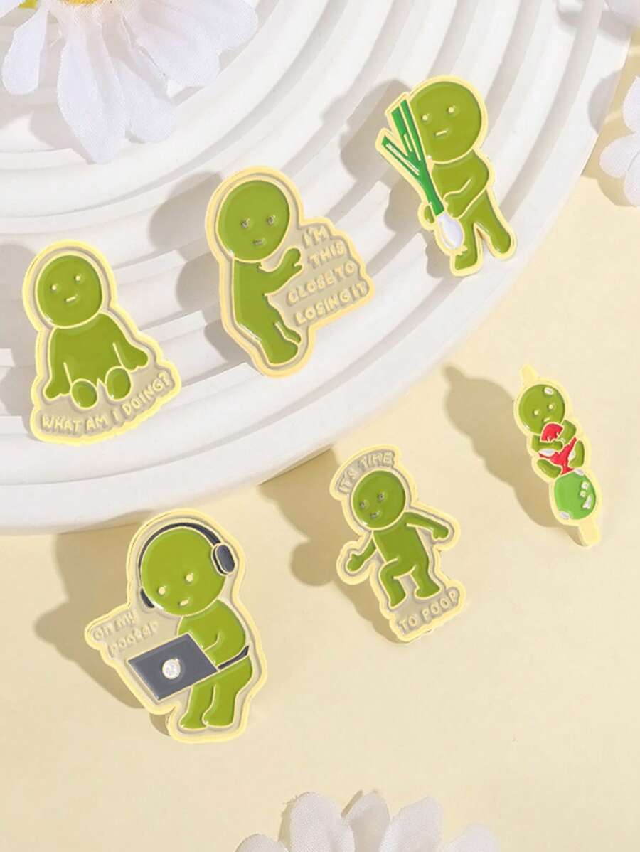 6 piezas Pines de esmalte lindos con broches de dibujos animados de animales, pines de solapa, insignias para mochila, accesorios de disfraces, joyería de moda, regalos