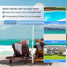 Lifezeal 7.2 FT Portable Beach Umbrella Tilt Sand Anchor Cup Holder With Carry Bag Green - Royal Blue - View 11