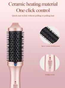 Electric Thermal Brush, Blowout Boost 1.5 Inch Heated Round Brush For Blowout Look, Dual Voltage, Pink, Sakura, Tourmaline Ceramic, Negative Ion Technology, Less Damage