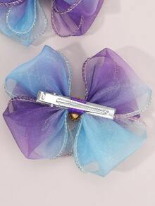 2 件女孩网状蝴蝶结发饰，海洋元素钻石装饰，适合派对和日常发饰