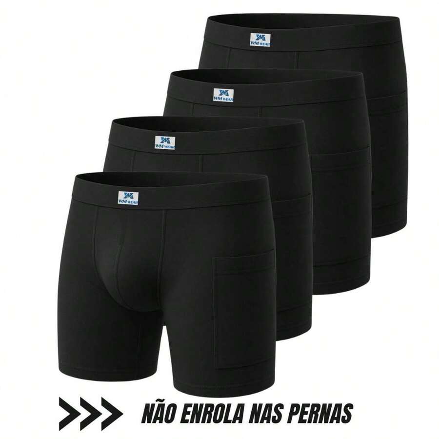 Kit 4 Side Pocket Briefs Does Not Roll Up On The Legs And Is Highly Durable - màu đen - Xem 1