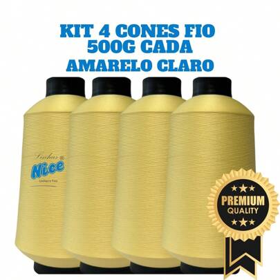 NICE LINES Kit 4 Fio Overloque 500g - Colorido - Costura Em Overloque
