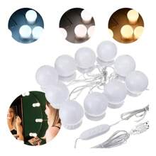 Kit 10 Led Mirror Light Bulbs Dressing Table Makeup 3 Colors