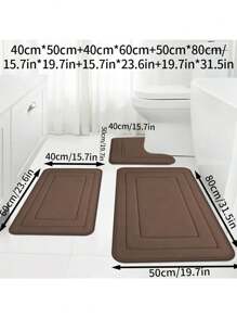 3pcs Memory Foam Super Absorbent Bath Mat Set, Non-Slip Bathroom Mats, Ultra Soft Plush Bath Rugs, For Bathtub, Shower, Bathroom Accessories, Bathroom Decor, Home Decor