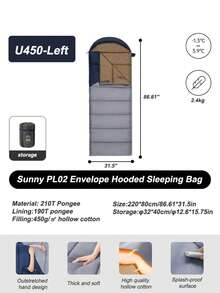 Naturehike Saco de dormir con capucha tipo sobre, con bolsillos para las manos, con cremallera, lavable a máquina, grueso y suave - Multicolor - Ver 10