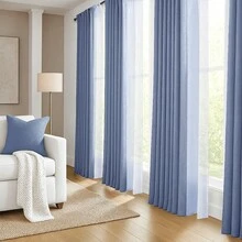 4 Panels Ombre  Sheer Curtains  For Living Room Bedroom Decor, Gradient Semi Voile Rod Pocket Window Curtain Drapes - Màu xanh lam - Xem 8