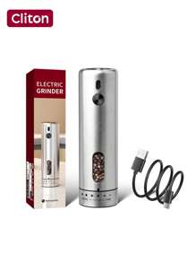 CLITON Zestaw młynków do pieprzu i soli ze stali nierdzewnej z akumulatorem USB-C - światło LED, zewnętrzna regulacja grubości, 110 ml, 300 mAh - idealny prezent na Boże Narodzenie, Ramadan, Eid i Diwali | Prezent do kuchni i na Nowy Rok | (zestaw podstawowy pojedynczy lub 2 w 1)