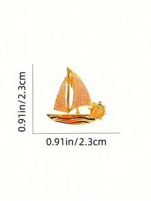 New Rhinestone Brooch Accessory, Elegant Lapel Pin For Sweater, Suit, Scarf, Fashionable Ship Shaped For Women, Suitable As Holiday Gift For Family And Friends - Red - View 9