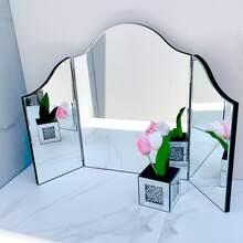 1 buc. oglindă pliabilă cu 3 panouri, 53x81cm, oglindă de toaletă, oglindă triplă, potrivită pentru sufragerie, dormitor, baie, decor pentru casă, decor pentru camera de la școală, rechizite de studiu - Argint 53x81cm - Vizualizare 7