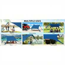 1set Practical, And Essential Outdoor Accessory, Beach Tent Shelter, Ideal Gift For Beach Lovers, Families, Campers, Camping Equipment - Multicolor - View 11