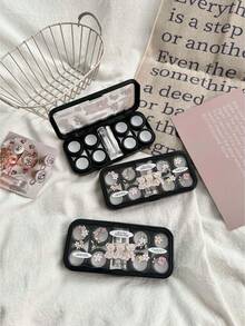 XIANG YU 1 Cute Bear Contact Lens Case, Companion Care Case, Contact Lens Case, And Immersive Storage Kit For Travel And Home Use.Pink