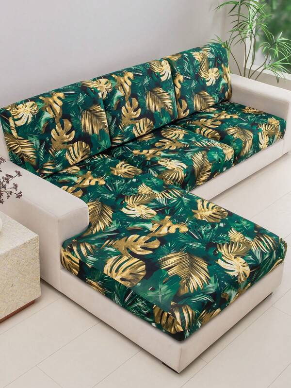 1pc Printed Elastic Cushion Cover Tropical Printing Sofa Covers Santi-Dirty Modern Sofa Slipcovers Simple Style Sofas Set High Elasticity Backrest Cover For Living Room Bedroom Outdoor Sofa Protective Cover L Shape Combination Chaise Longue 1/2/3 Seater Cushion Covers Home Decoration Sofa Couch