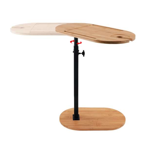 360° Rotatable Height Adjustable Couch Sofa Side Table C Shape Bedside Wood End Table Nightstand Freestanding Bathtub Spa Tub Caddy Tray Wineglass Slot Holder Candle Book Shelf Phone Tablet Rack Bathroom Living Room Bedroom