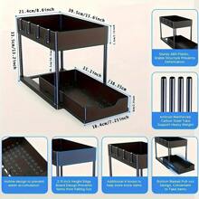 TAIMASI TAIMASI 2-Tier Under Sink Storage Organizer - 2pc Pull-Out Organizers With Slide Out Shelf And Metal Sliding Drawer For Kitchen, Bathroom, Pantry Cabinet, And Closet Organization - Space-Saving Solution For Maximizing Storage Capacity