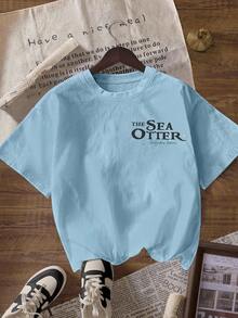 Vintage Sea Otter Biology Graphic Casual Round Neck Short Sleeve T-Shirt