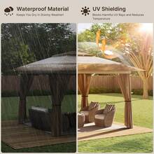 Lofka 13x13 Pop Up Gazebo Tent With Mosquito Netting, Outoor Canopy Tent With 4 Sandbags, 8 Stakes, 4 Ropes, Roller Bag, Pop Up Canopy Tent For Lawn Backyard Garden Deck,Outdoor Furniture - Beige - View 4