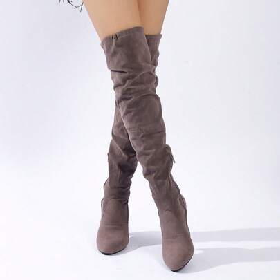 Botas altas para mujer, forradas térmicamente para el invierno, nuevo diseño 2024, tacón alto, amigables para tallas pequeñas, antideslizantes, de pierna delgada y elástica