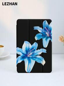 1 件芙蓉花，蓝色花卉印花保护壳，兼容 iPad 10.2、iPad Pro 11 英寸 2021/2020/10 代、iPad Mini 4/5/6、Galaxy Tab A8 10.5 英寸 2022、Matepad 10.4、Mipod Tab，带笔架，防摔，平板电脑支架保护壳 - 彩色 - 查看 4