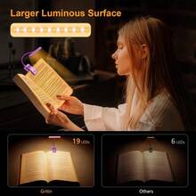 Local Delivery--19 LED Rechargeable Book Light For Reading In Bed With Memory Function- Eye Caring 3 Color Temperatures,Dimming Brightness,80 Hrs Runtime Lightweight Clip On Light For Book Lovers - Dark Purple - 查看 5