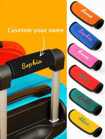 Custom Name Luggage Handle Wrap, Personalized Suitcase Handle Wraps With Text, Customizable Luggage Wraps For Suitcase, 14x15cm, Orange/Red/Blue/Yellow/Rose Red/Black/Green, Luggage Wrap, Mother'S Day Gift, Easter Gift, Valentine'S Day Gift, Birthday Gift,All-Purpose,Large Capacity,Versatile,Multifunction,Colorful,Cute,Adorable,Contracted,Funny,Kawaii,Y2K,Minimalist,Commuting,Business Casual,Basics,Custom,Personalized,Unique,Customized,Ideal Gifts For Him,Ideal Gifts For Her,Her,Family,Friends,Girlfriend,For Anniversaries,For Birthdays,For Holiday/ Vacation,For Outdoors/Outings/Travel/Hiking/Stadium/Sports/Climbing,For Business/Commute/Work/Office
