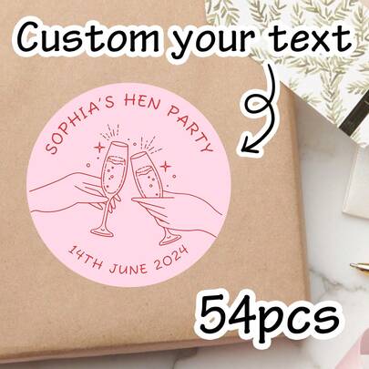 54-540pcs Customized Wine Glass Text Stickers, Personalized Name Labels, Customized Round Text Stickers, Suitable For Wedding, Bachelor Party, Packaging, Thank You, Shower, Birthday Gifts, Invitations, Gift Boxes, Cups, Dessert Bags, Valentine's Day, Friends, Anniversary, Unique Gifts, Student's Art Activities, Home Decor, Christmas Home Decor, Personalized Labels ,Forever Love