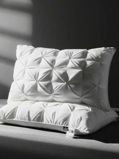 1pc Ultra Soft & Comfortable Twisted Floral Pillow - Ergonomic Neck Support For Peaceful Sleep - Premium Down Feather, Ideal For Bedroom, Living Room And Hotel Use - Single, Elastic, Luxurious