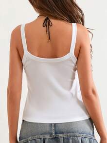 Summer Crop Tank Tops For Women Y2k Spaghetti Strap Cami Tops Graphic Tees Beach Vacation Tops Sleeveless Scoop Neck Camisole Slim Fit Tees Cute Going Out Tops For Teen Girls For Street Shopping Club Aesthetic Clothes - Đỏ và trắng - Xem 5