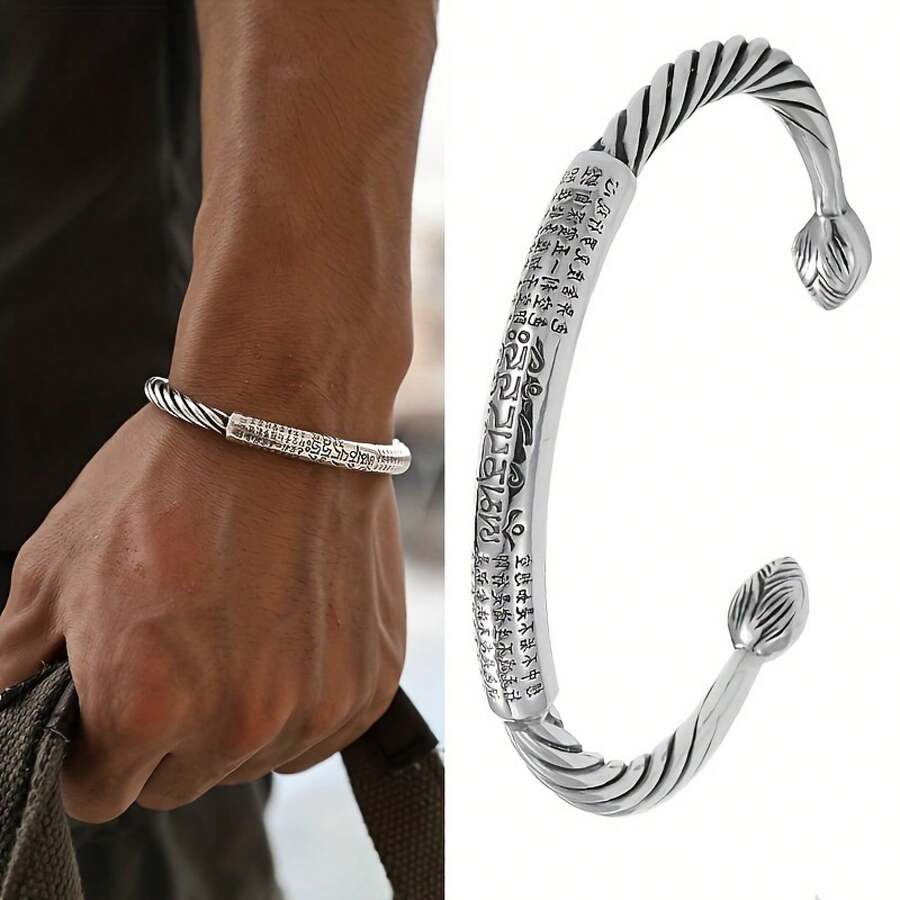 Traditional Chinese Style, Classic And Fashionable Amulet Jewelry, Lotus Bracelet - 銀色 - 查看 1